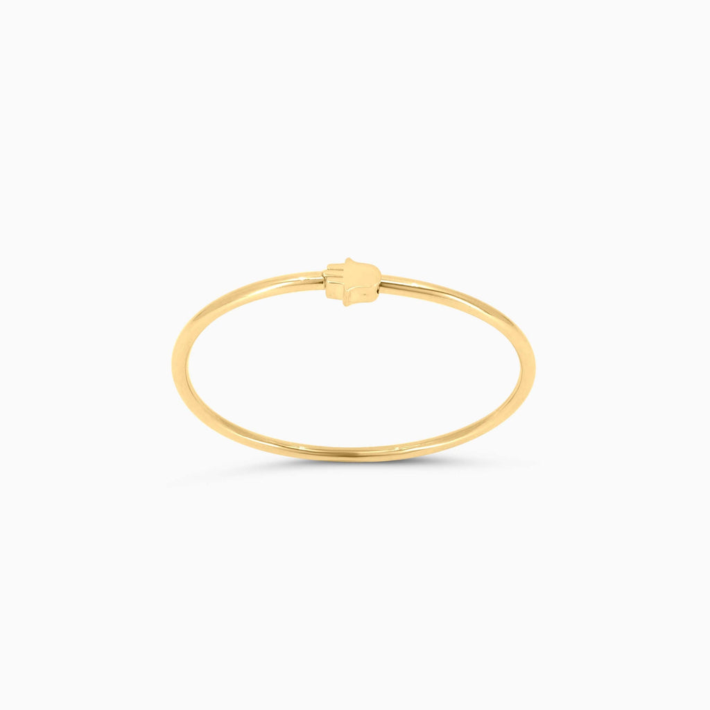 10K Gold Hamsa Bangle Bracelet