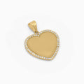 Gold Heart Pendant – Engravable or Picture with Stone Border in 14k - Pochy Jewelry