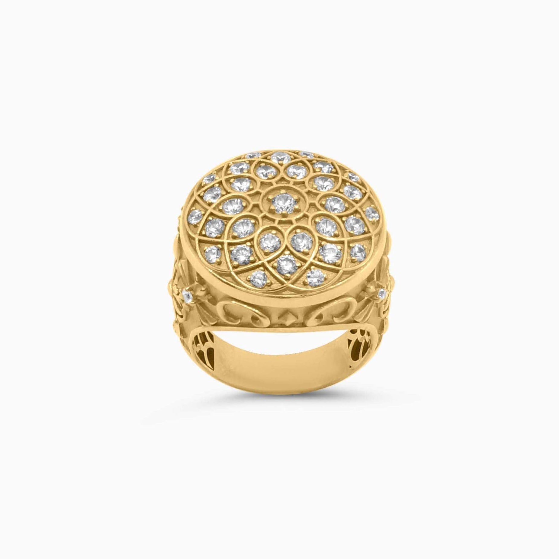 Anillo rosetón de oro de 10K para hombre