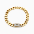 Gold chain bracelet with a clasp on a white background