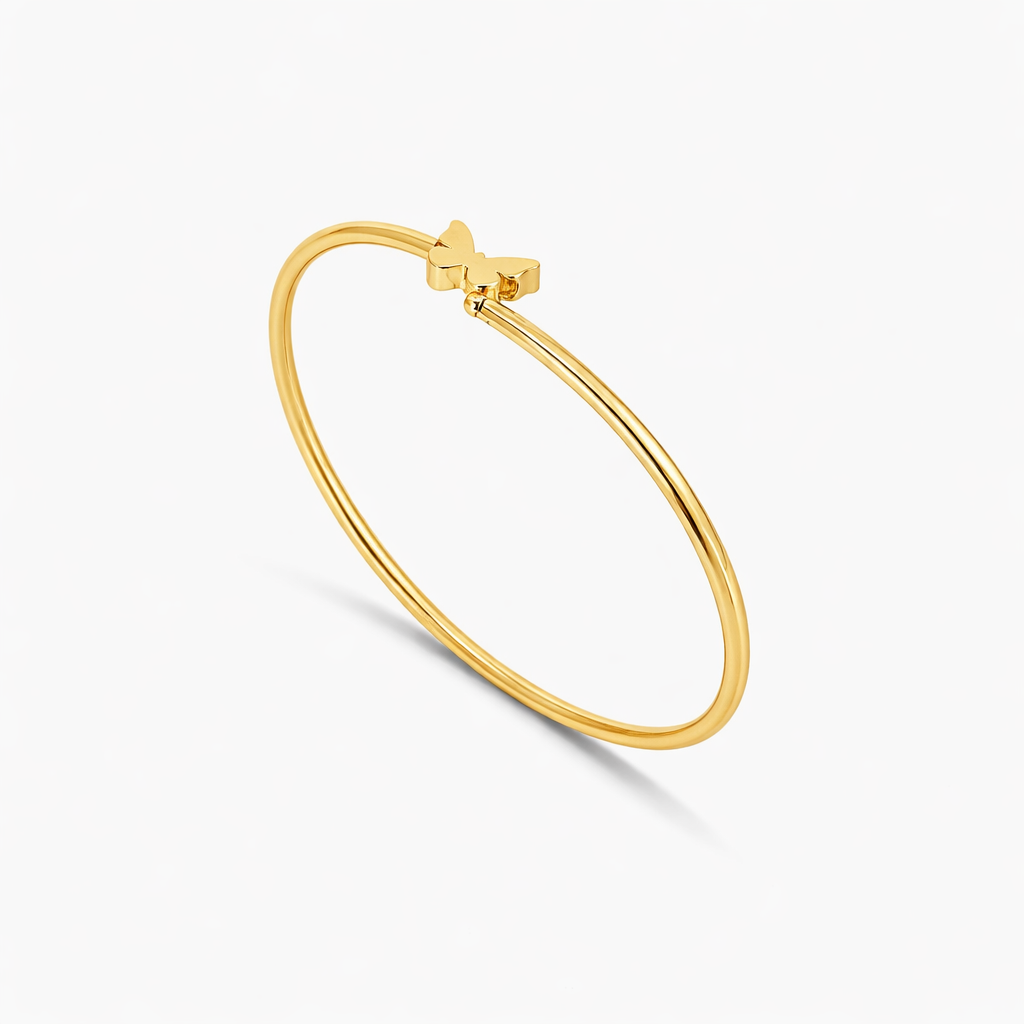10K Gold Butterfly Bangle Bracelet